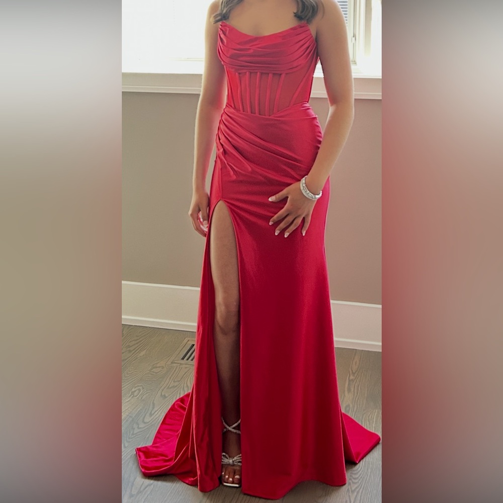 Mori Lee Strapless Red Prom Dress